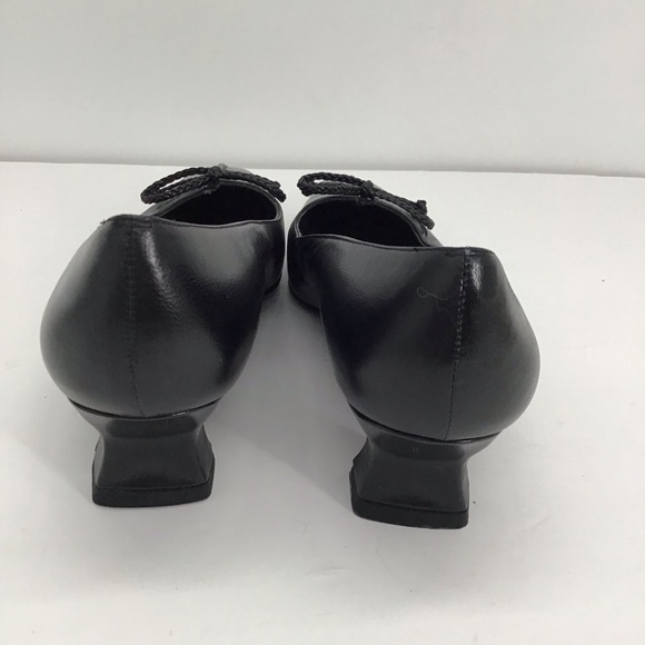 Stuart Weitzman Leather Kitten Heel Classic Pumps Bow Career Black Size 7.5N - Picture 5 of 9